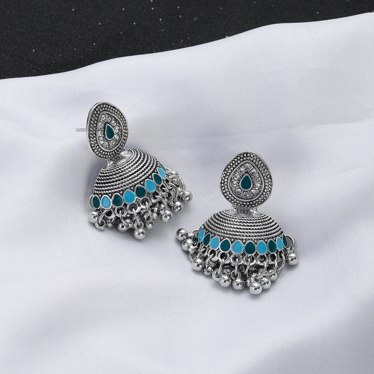 ✨ Regal Crystal Jhumkas – Timeless Luxury