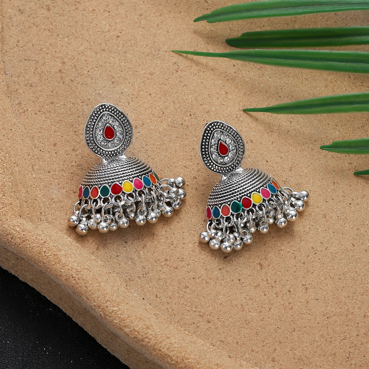 ✨ Regal Crystal Jhumkas – Timeless Luxury