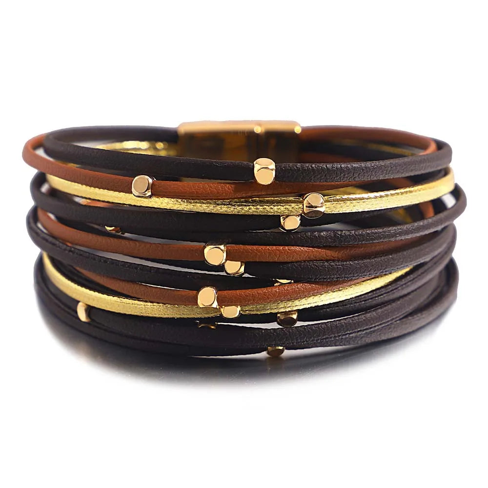 Boho Leather Wrap Bracelet Set