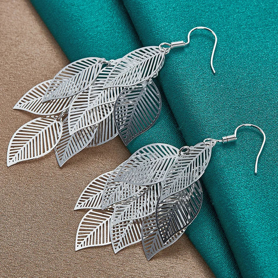 Luxury Multi-Leaf Sterling Silver Earrings