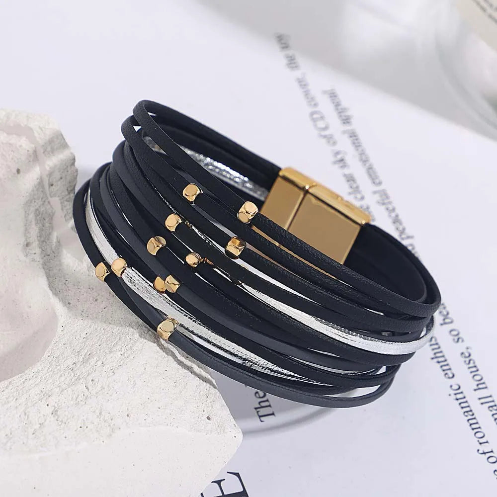 Boho Leather Wrap Bracelet Set