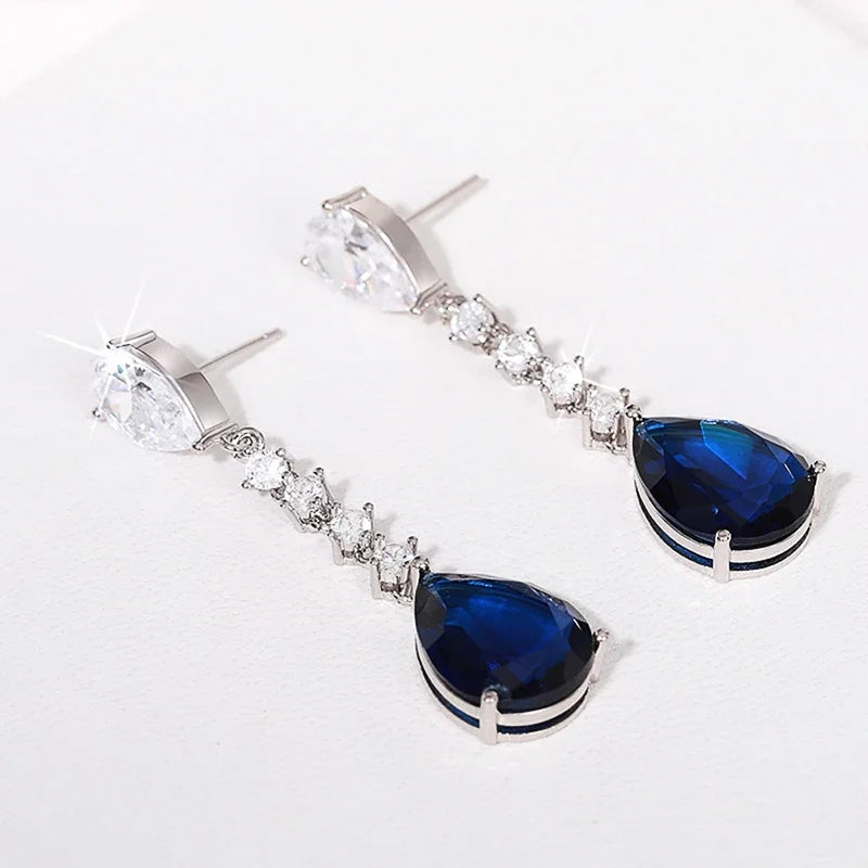 Exquisite Blue Waterdrop Earrings