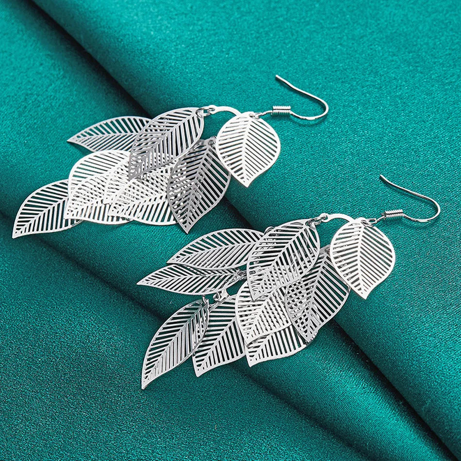 Luxury Multi-Leaf Sterling Silver Earrings