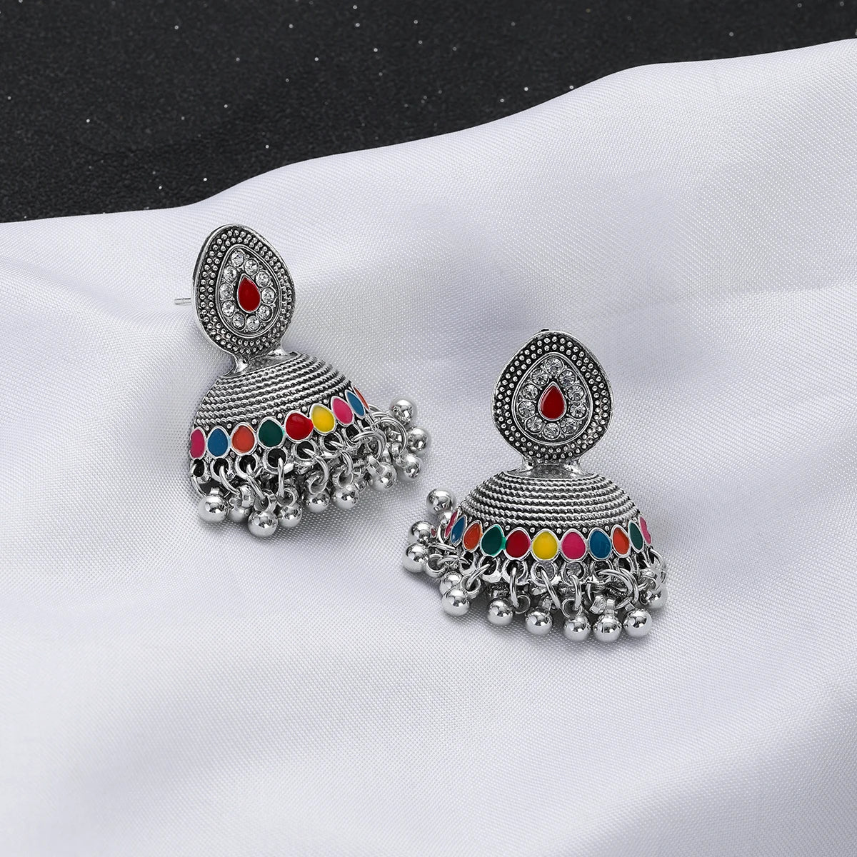 ✨ Regal Crystal Jhumkas – Timeless Luxury