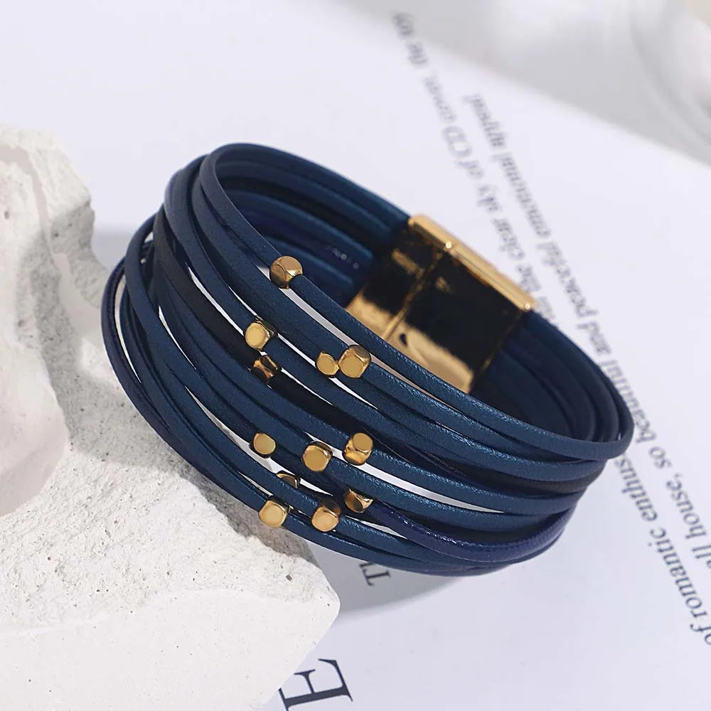 Boho Leather Wrap Bracelet Set