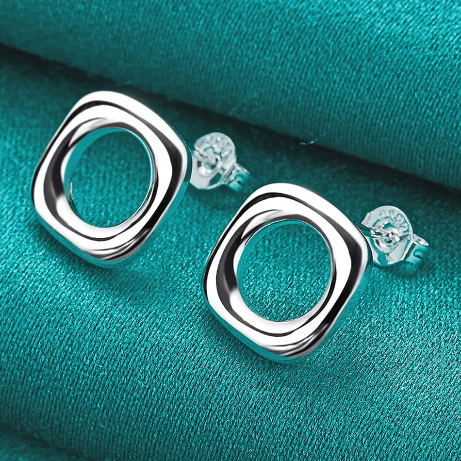 💎 "Modern Elegance: Square Silver Studs" 💎