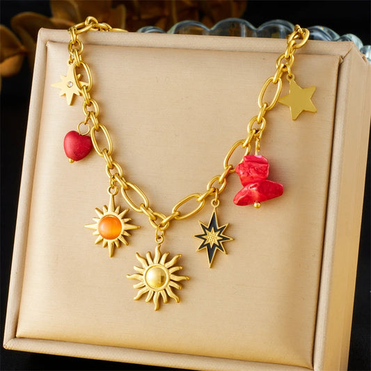 Sun & Star Pendant Necklace