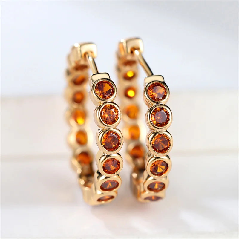 Black Gold Zircon Hoop Earrings
