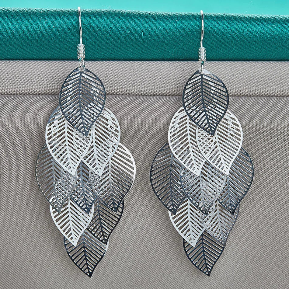 Luxury Multi-Leaf Sterling Silver Earrings