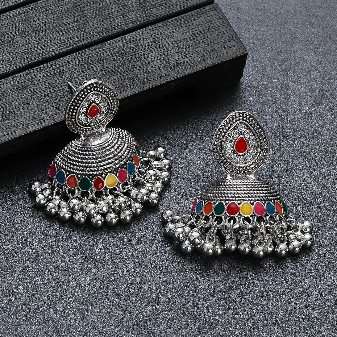 ✨ Regal Crystal Jhumkas – Timeless Luxury