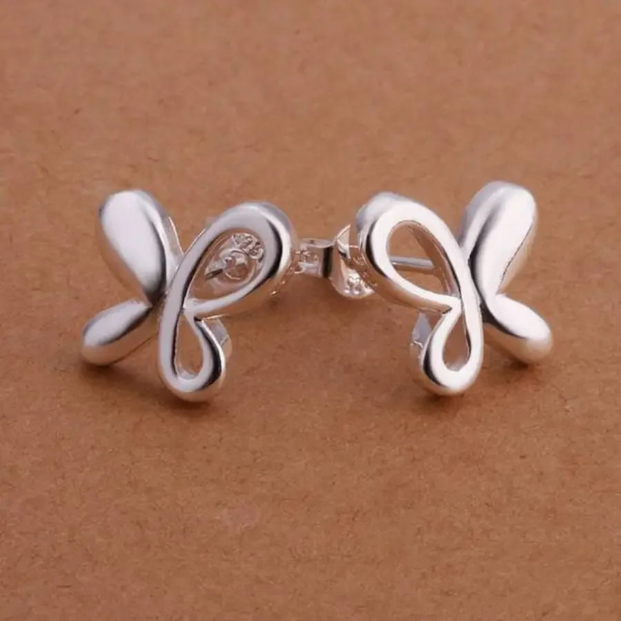 Silver Butterfly Studs