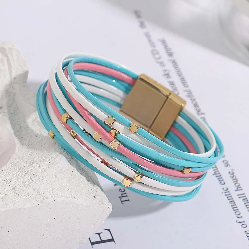 Boho Leather Wrap Bracelet Set