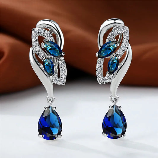Blue Rainbow Zircon Earrings