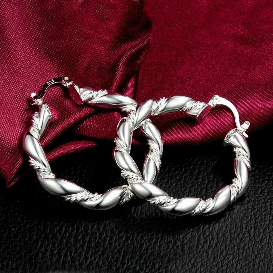 Trendy Elegant Silver Hoops