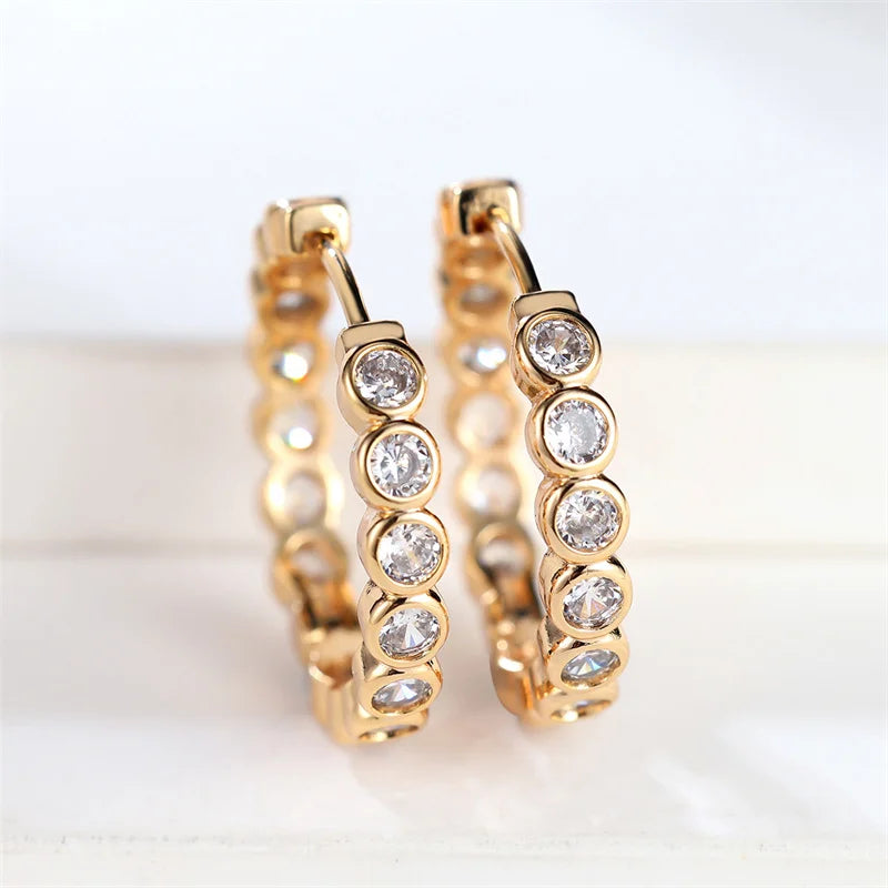 Black Gold Zircon Hoop Earrings