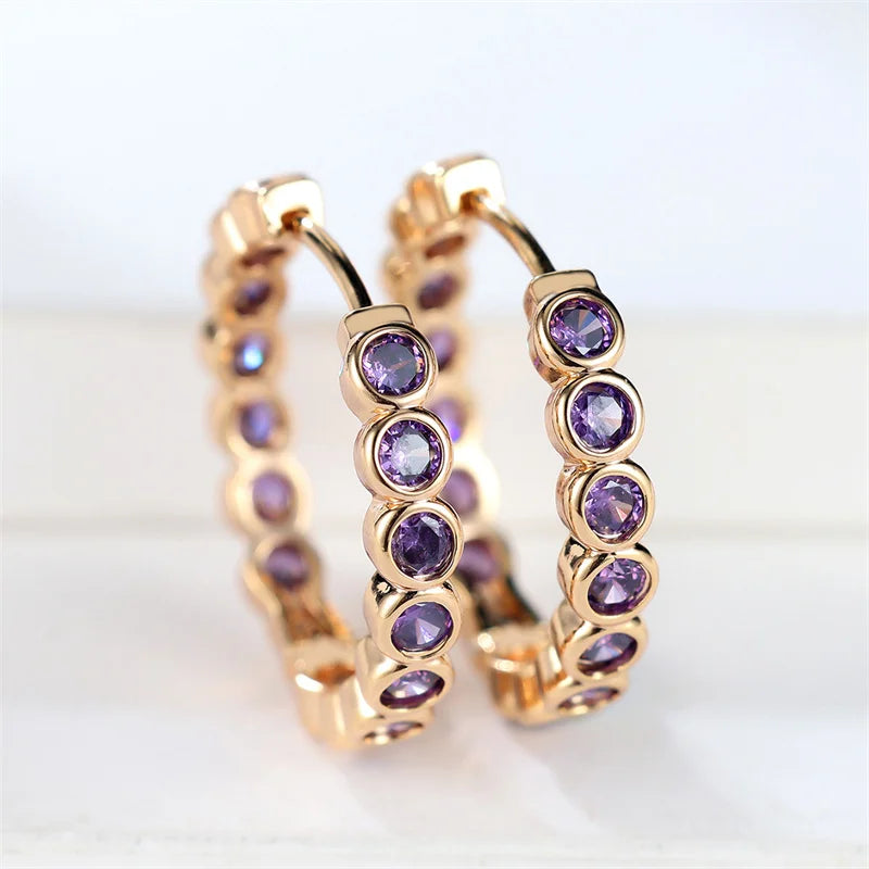 Black Gold Zircon Hoop Earrings