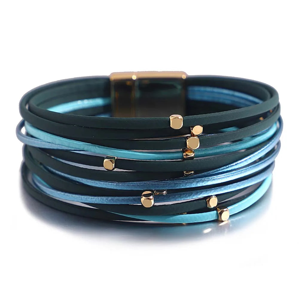 Boho Leather Wrap Bracelet Set