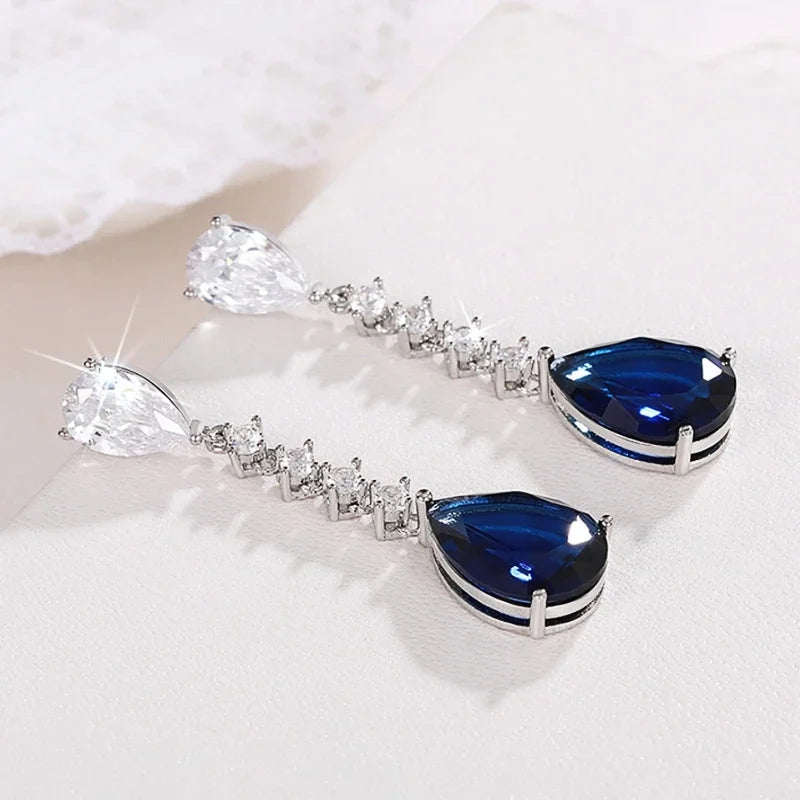 Exquisite Blue Waterdrop Earrings