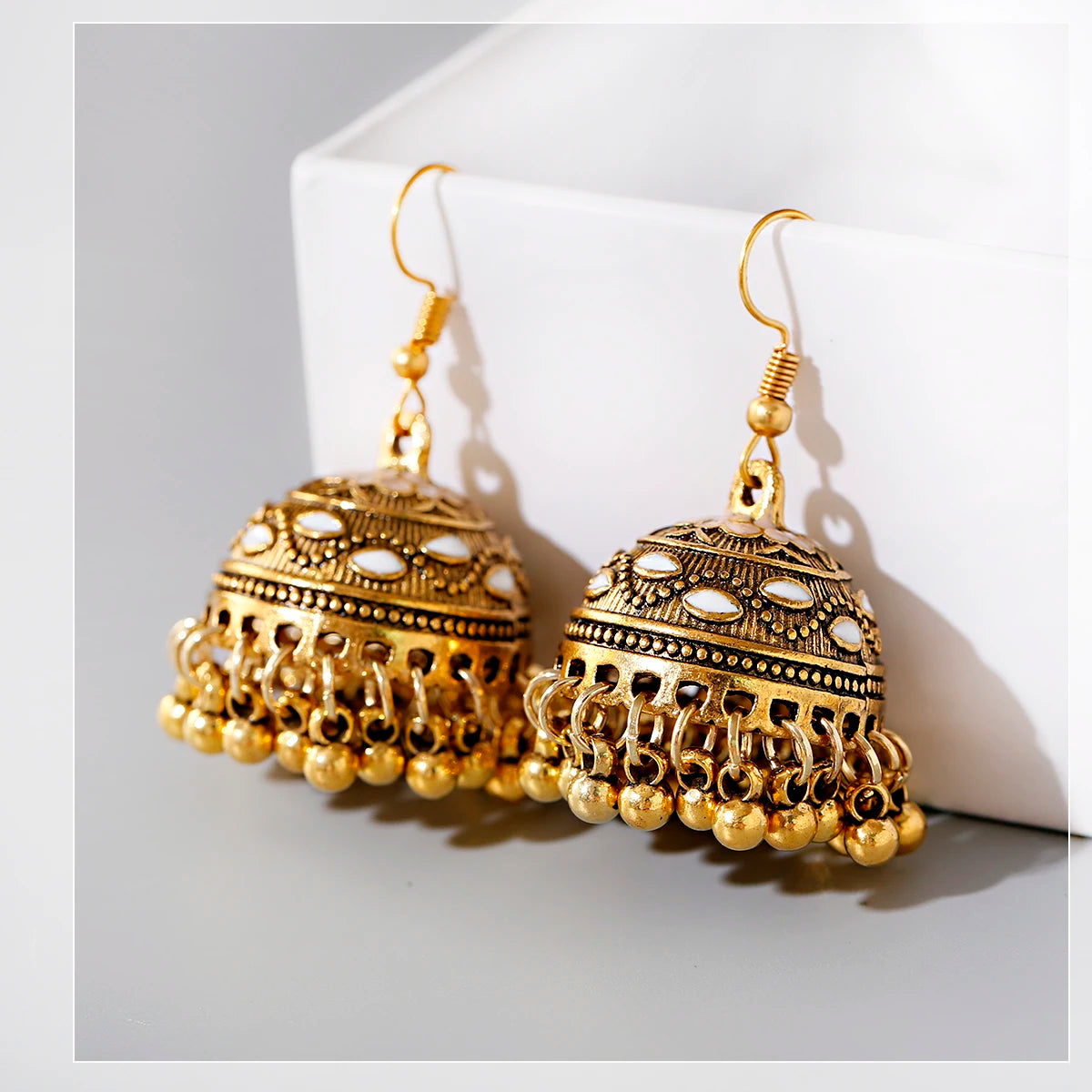 Ethnic Oxidized Flower Jhumkas