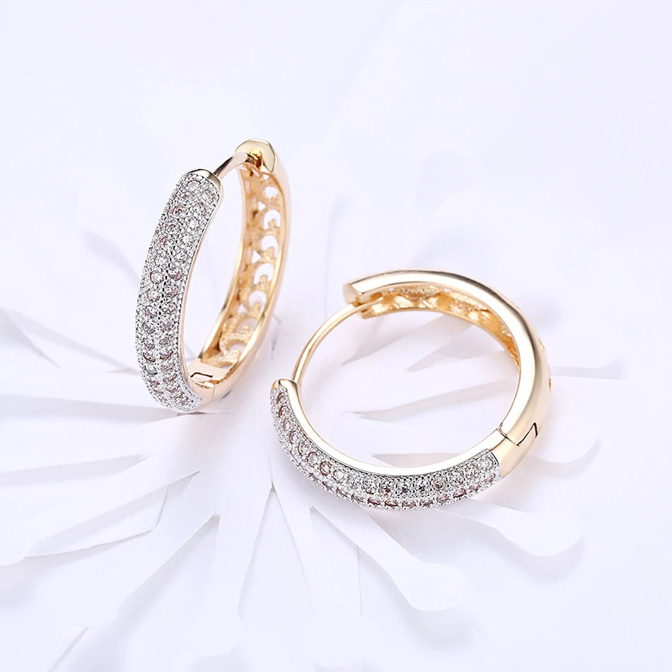 Elegant Gold Zircon Earrings