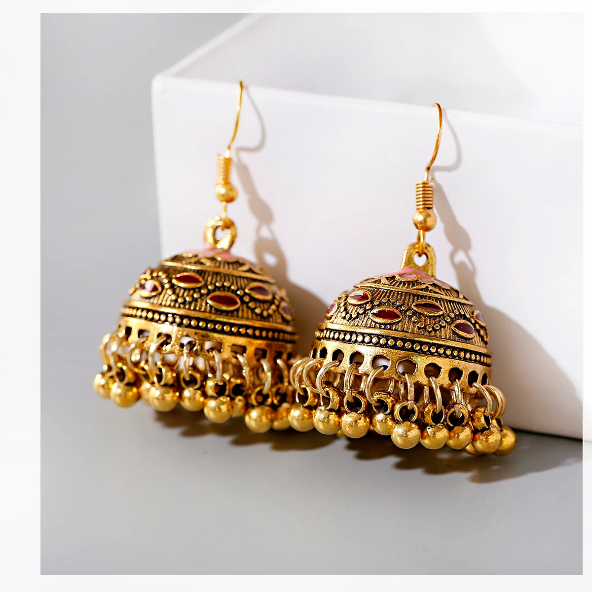Ethnic Oxidized Flower Jhumkas