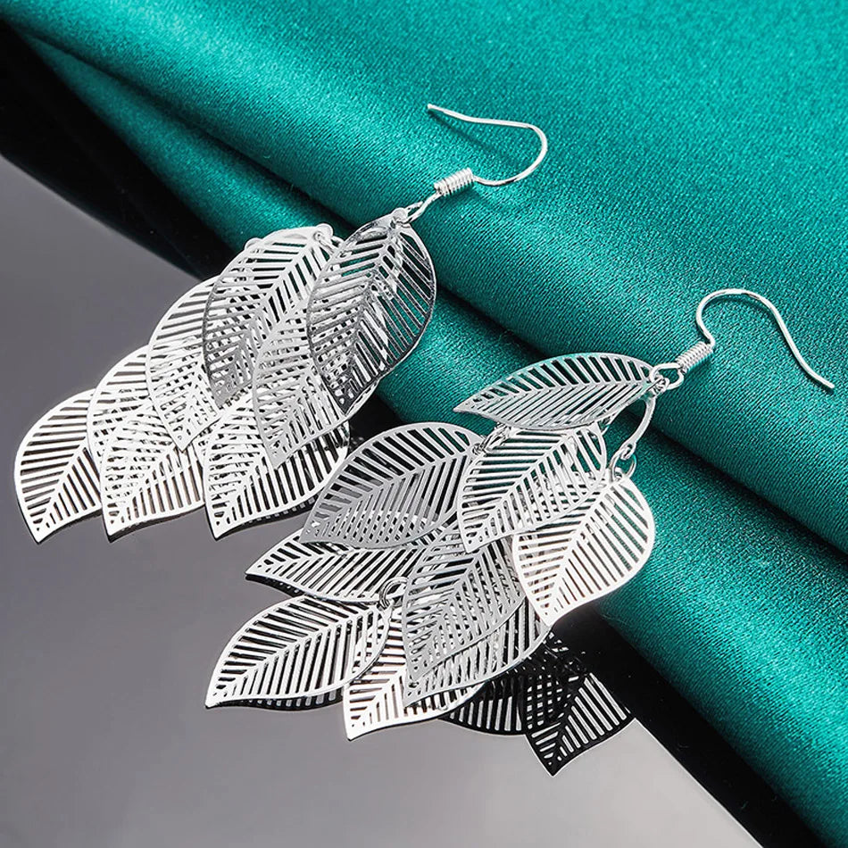 Luxury Multi-Leaf Sterling Silver Earrings