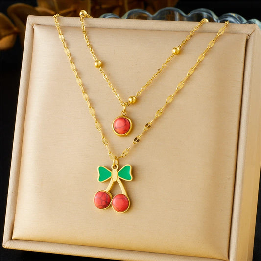 Cherry Double-Layer Necklace