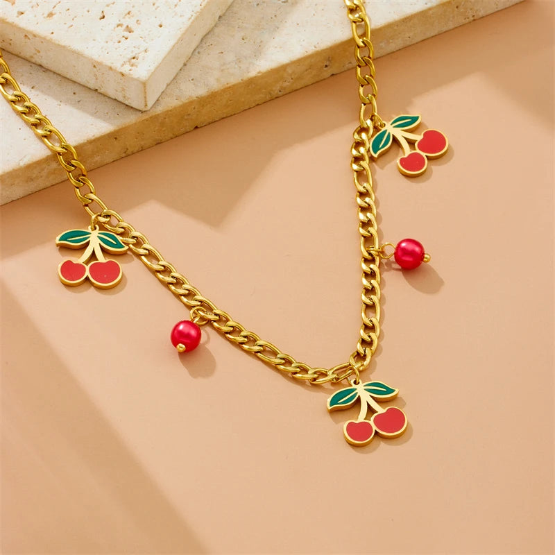 Cherry Pendant Jewelry Set