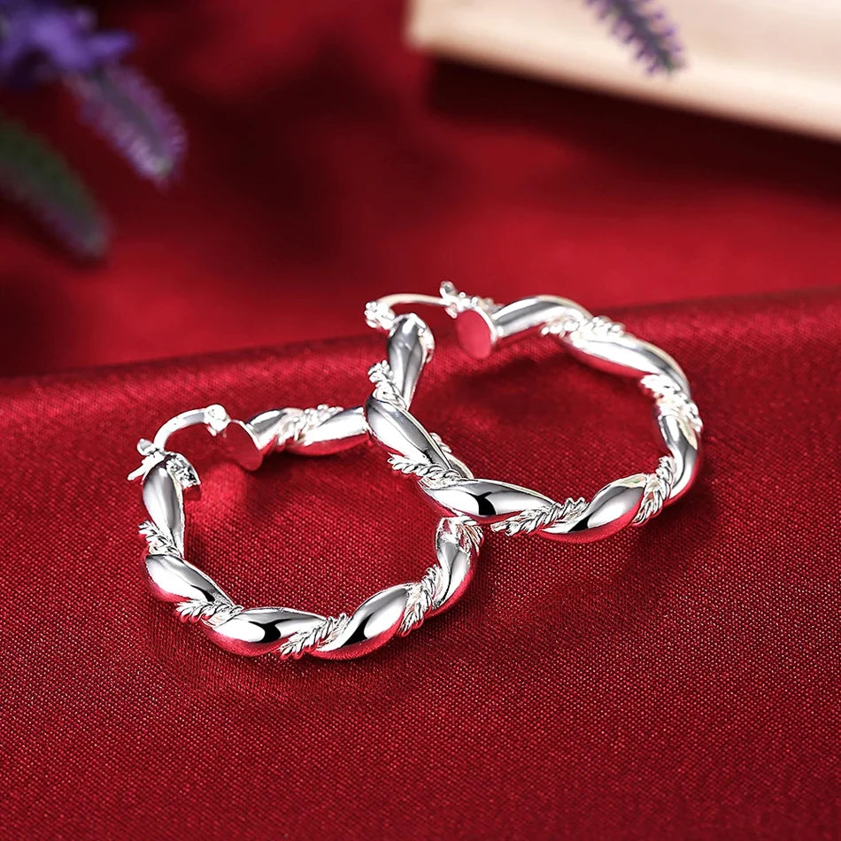 Trendy Elegant Silver Hoops