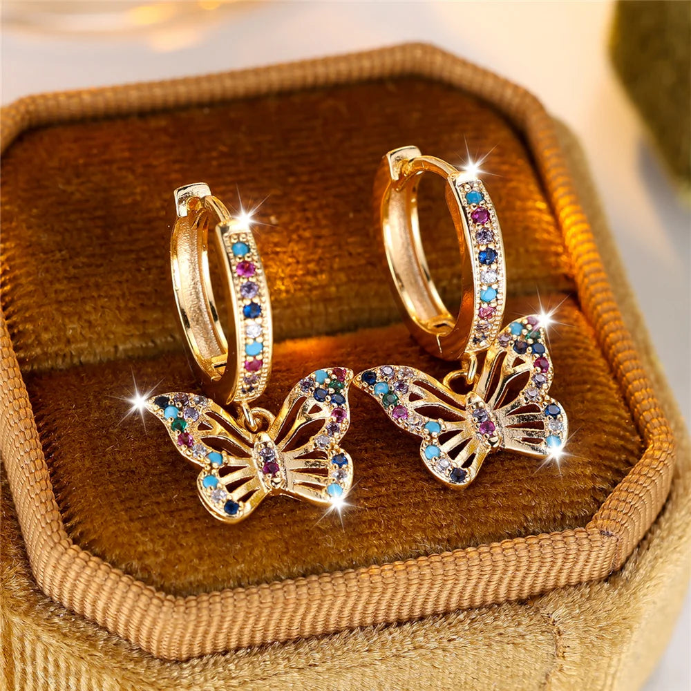 Butterfly Zircon Hoop Earrings
