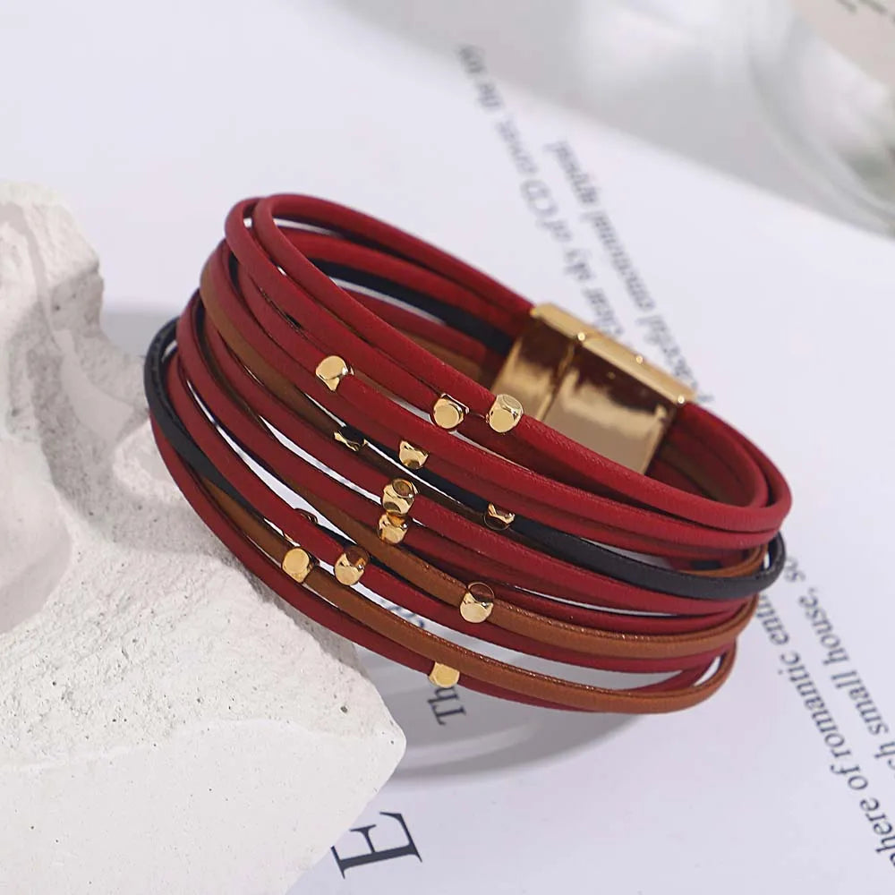 Boho Leather Wrap Bracelet Set