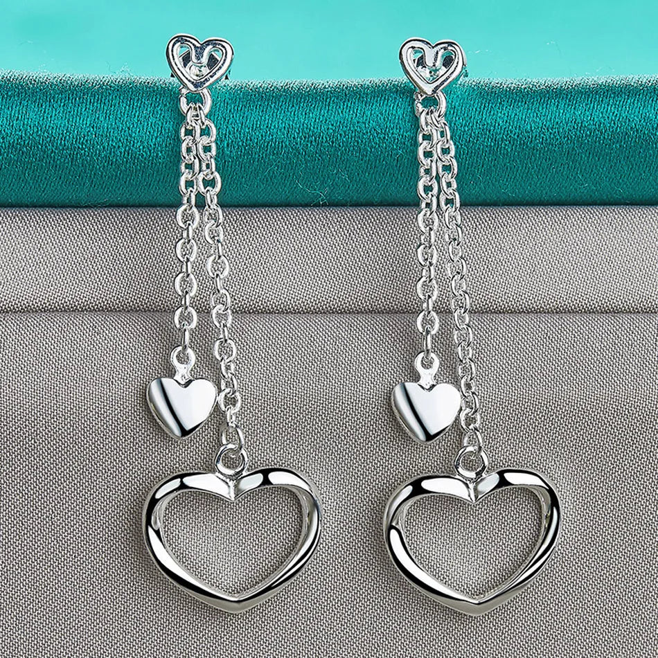 💖 925 Silver Heart Earrings