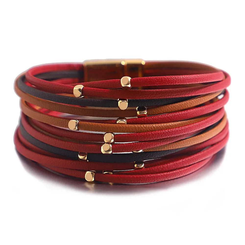 Boho Leather Wrap Bracelet Set