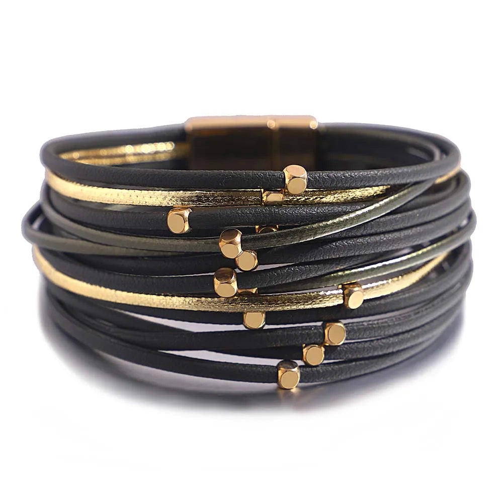 Boho Leather Wrap Bracelet Set