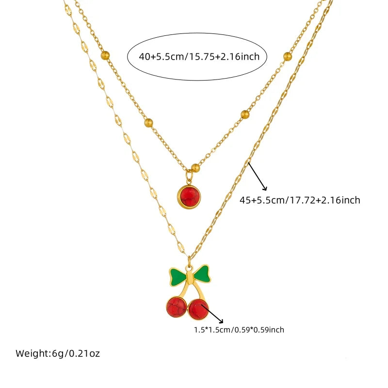 Cherry Double-Layer Necklace