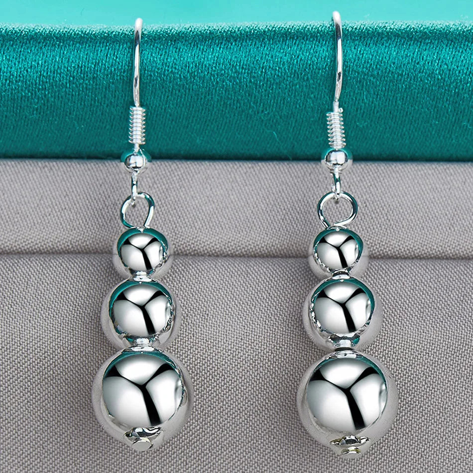 Sterling Silver Three Ball Earrings