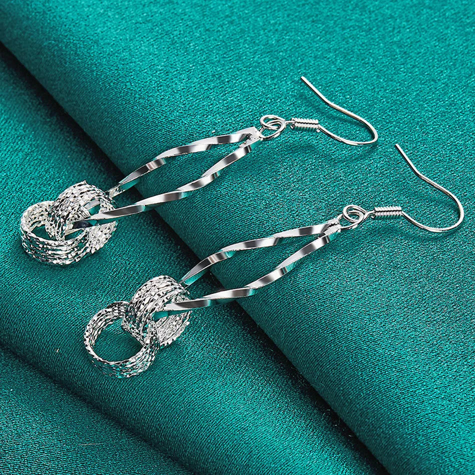 💎 925 Sterling Silver Double Ring Earrings