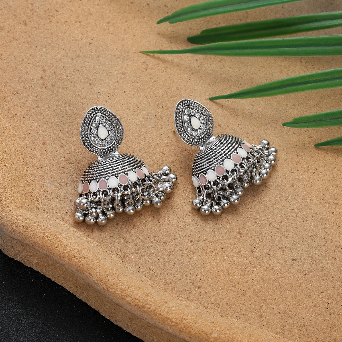 ✨ Regal Crystal Jhumkas – Timeless Luxury