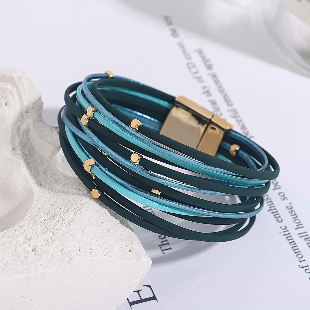 Boho Leather Wrap Bracelet Set