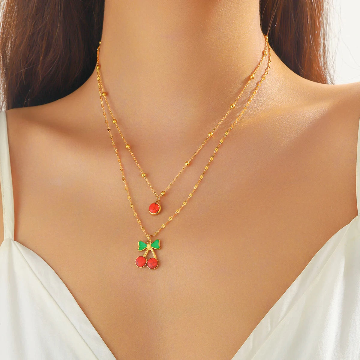 Cherry Double-Layer Necklace