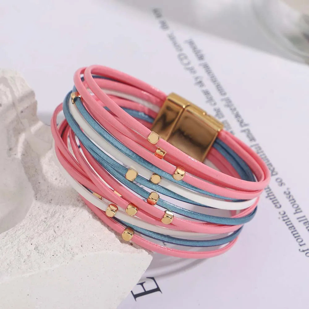 Boho Leather Wrap Bracelet Set