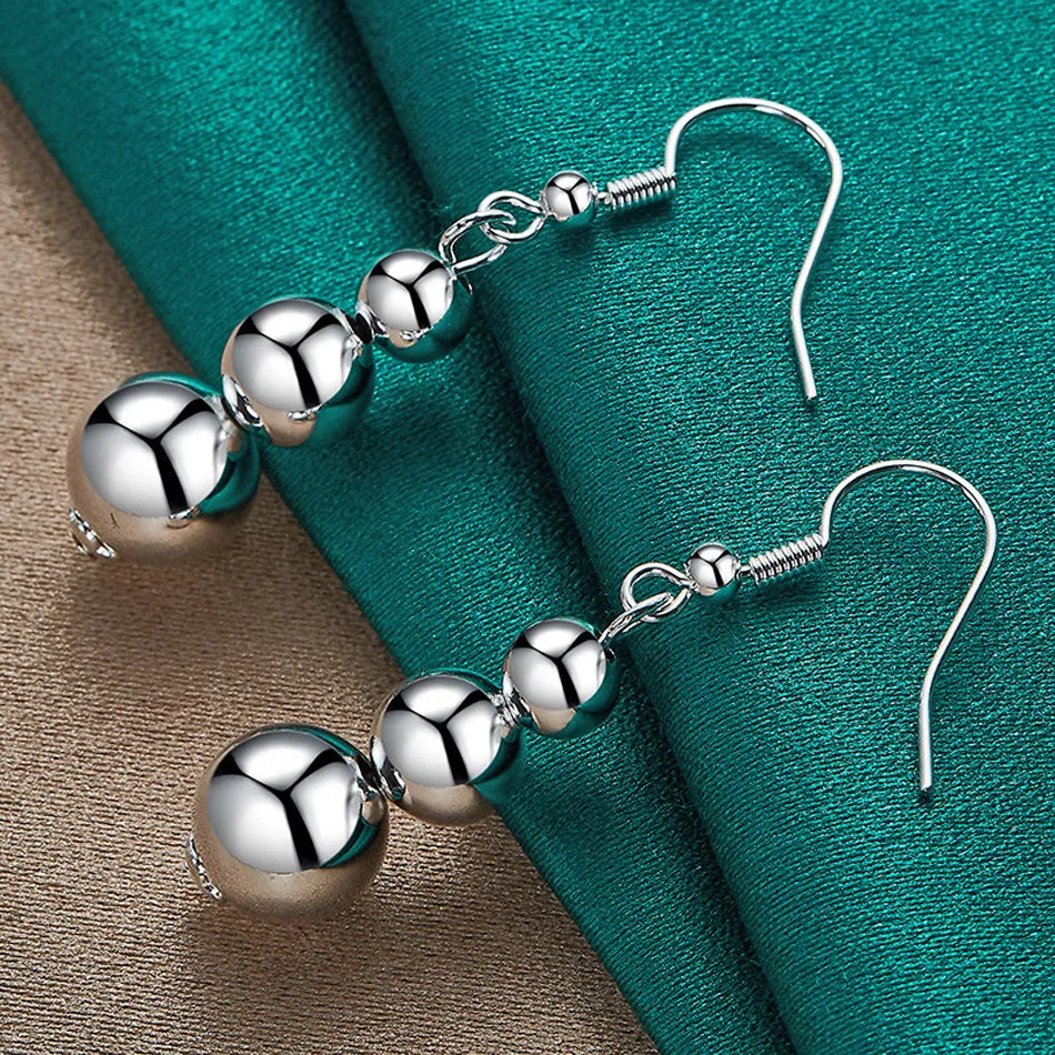 Sterling Silver Three Ball Earrings