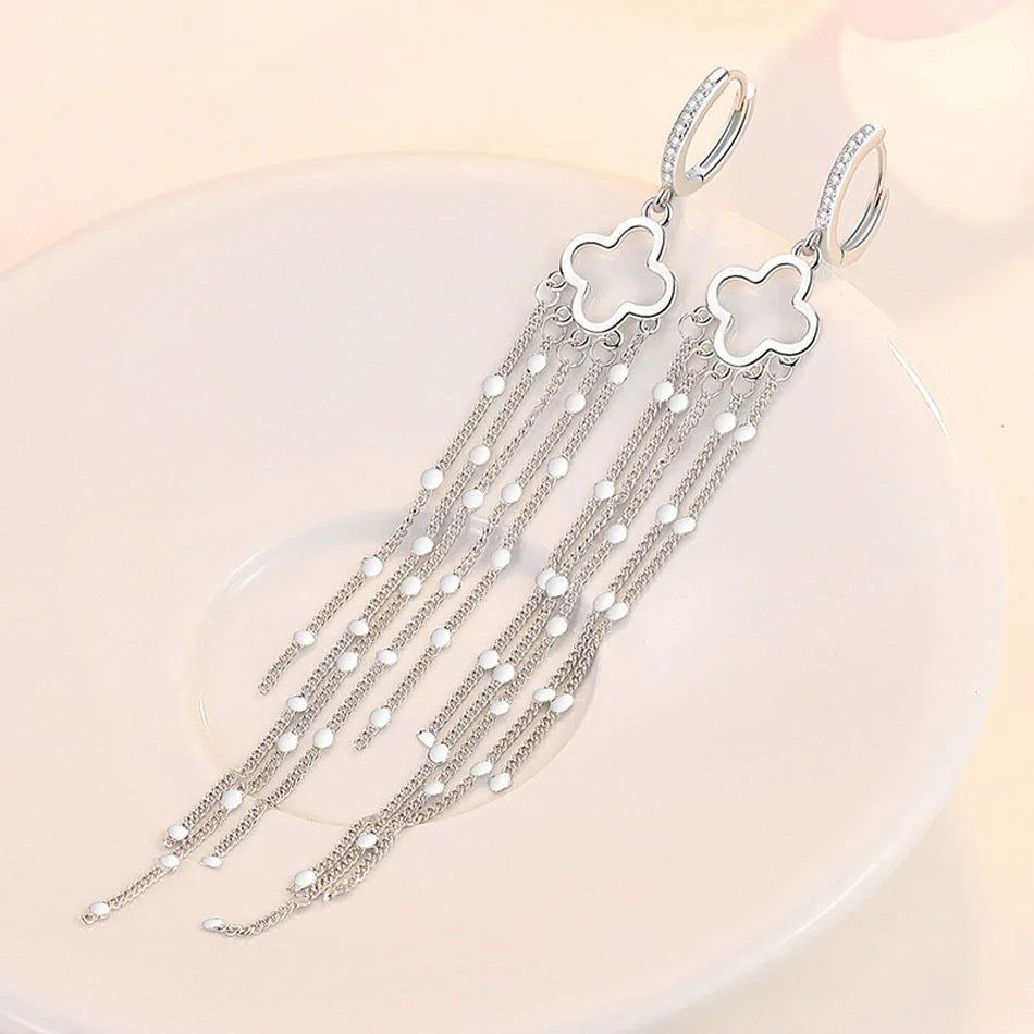 🍀 Sterling Silver Four Leaf Earrings