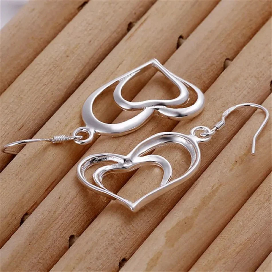 Romantic Sterling Silver Heart Studs