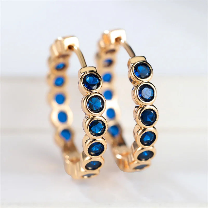 Black Gold Zircon Hoop Earrings