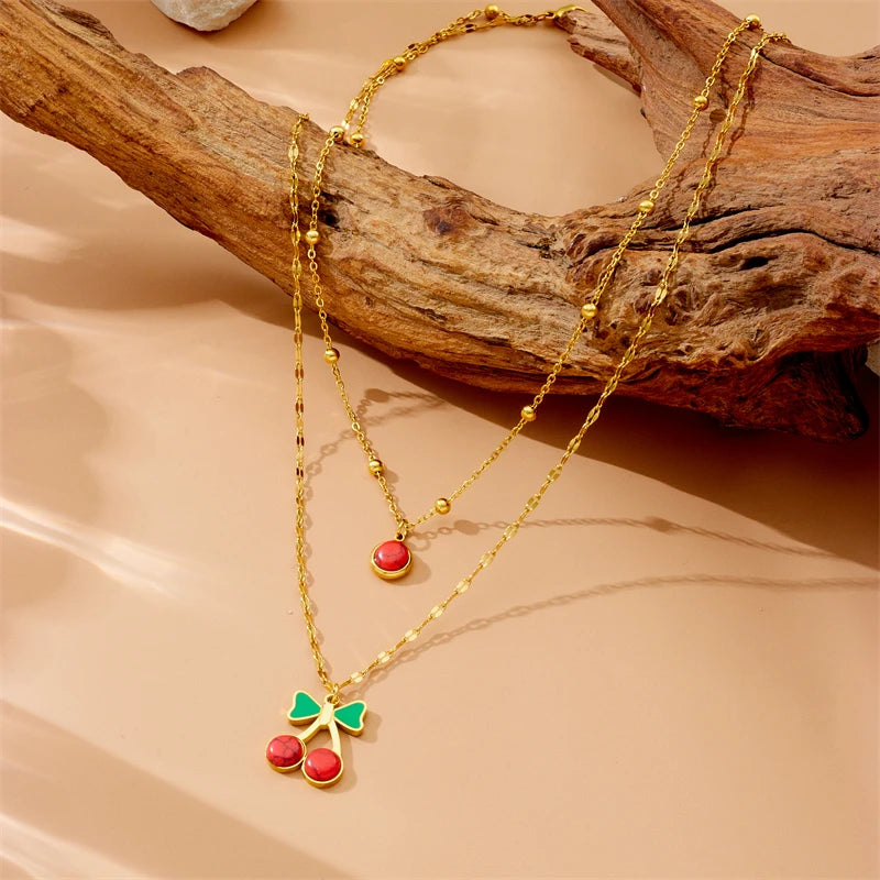 Cherry Double-Layer Necklace