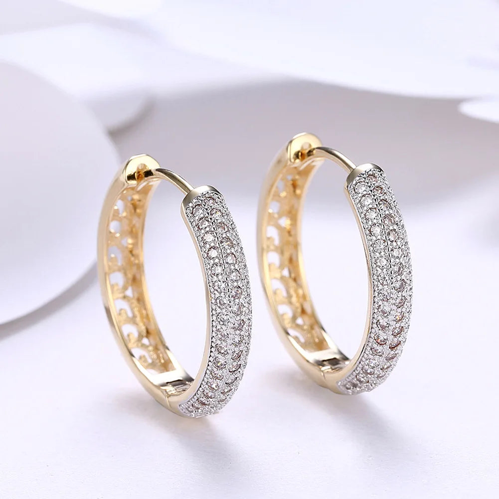 Elegant Gold Zircon Earrings