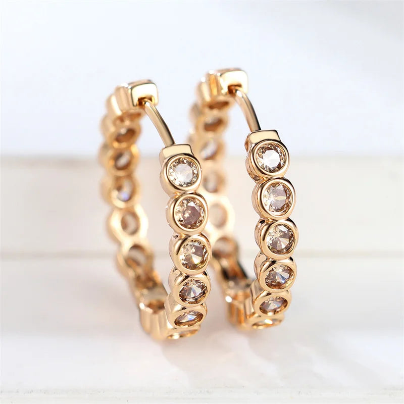 Black Gold Zircon Hoop Earrings